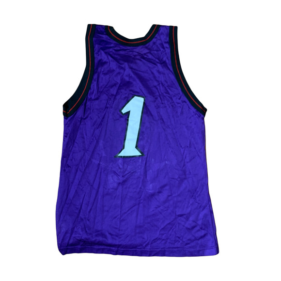 Champion NBA Raptors Jersey Tank Top Purple #1 Made in USA Nylon Mens Size SM - Picture 2 of 5